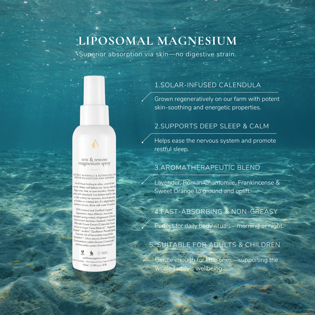 Rest & Restore Liposomal Magnesium Spray *limited edition with solar infused Calendula from our Farm