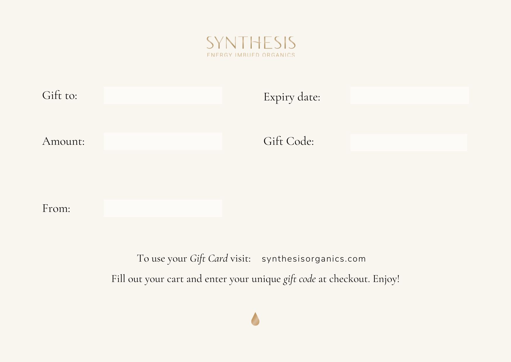 Synthesis Organics Gift Card - A$25.00 - Synthesis Organics