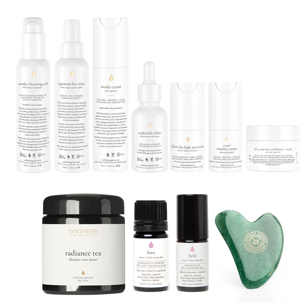 Collection 3: Bioenergetic Facial Collection Other Synthesis Organics With Replenish Elixir, C=mc¬≤ Vit C or HA+ Flower Dew Serum