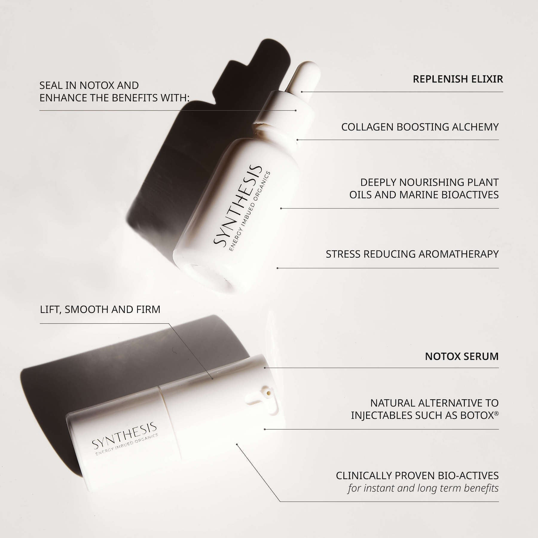 Notox Serum + Replenish Elixir 30/90 Day Transformation Duo - 90 - day Bundle - Synthesis Organics
